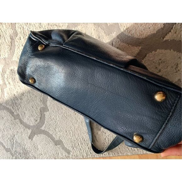 Michael Kors Leather Satchel / Tote Navy Blue - Picture 9 of 12